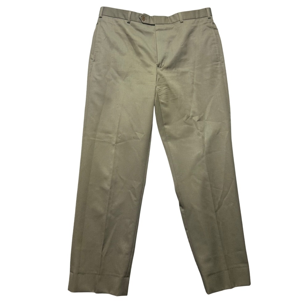 Brooks Brothers 346 Madison Fit Men's Wool Dress Pants Khaki W35 L30